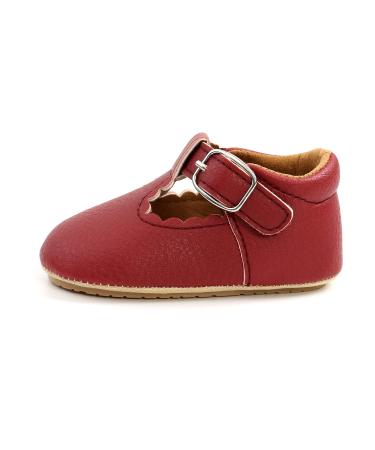 Baby Girls Boys Infant First Walking Shoes Sneakers Anti-Slip Oxford Loafer Flats Infant Toddler PU Leather Shoes 6-12 Months G Red