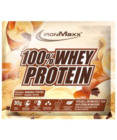 Ironmaxx 100% whey protein powder - banana toffee 30g bag |Suck -reduced water -soluble protein powder from whey protein |many different flavors