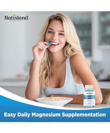NATISLAND Magnesium Carbonate Gummies 500mg Chewable Magnesium Supplement for Digestive Support Muscle & Nerve Health with Zinc B6 & D3 Sugar Free Vegan Mixed Berry Flavor 60 Counts - Buy Online on GoSupps.com