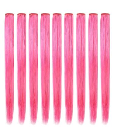 Vibrant Pink Wig Clips Colorful Synthetic Hair Extensions for Women & Girls | Lskjmo Party Highlights - Buy Online on GoSupps.com