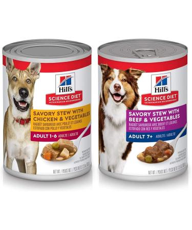 Hill's Science Diet Adult and Senior 7+ Canned Dog Food Savory Stew Bundle (Chicken & Beef) | 12.8 oz 24 Cans