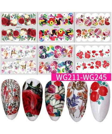 Decoration Summer Butterfly-shape Leaf Sliders Leaves Nail Sticker Rose Transfer Decal Flower Nail Water Stickers(WG2117) - Buy Online on GoSupps.com