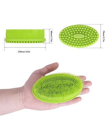 Silicone Body Scrubber 3pcs Set for Sensitive Skin - Exfoliating Brush for Shower, Bath, SPA Massage - Green, Purple, Cyan - Buy Online on GoSupps.com