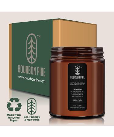 Bourbon Pine 8oz Scented Candle | Vegan Soy Wax | Hand Poured | 40 Hour Burn | Luxury Aromatherapy Gift | Unisex Holiday Essential Oils - Buy Online on GoSupps.com