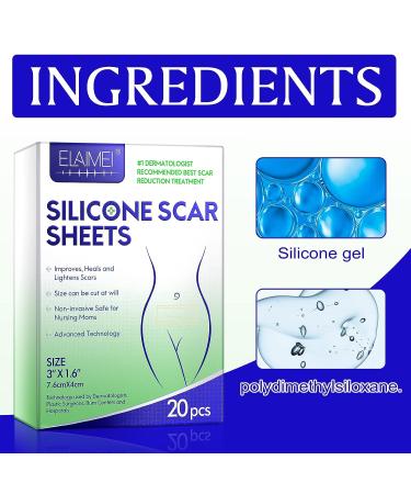 RTBYUE Silicone Scar Sheets - 20PCS for Scar Removal Treatment of Acne, Keloid, Surgery, C-Section, Burn, Tummy Tuck - Buy Online on GoSupps.com