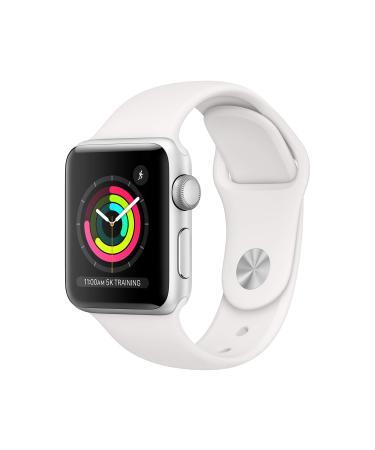 Apple Watch Series 3 (GPS, 38MM) - Silver Aluminum Case with White Sport Band - (Renewed)