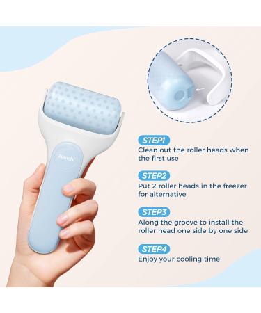 ZOMCHI Ice Roller for Face & Eye Puffiness Relief | Premium Massage Roller with Spare Roller & Hygienic Case - Relieve Fatigue Fast - Buy Online on GoSupps.com