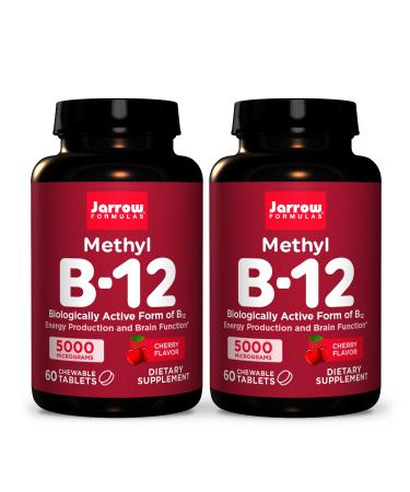 Jarrow Formulas Methylcobalamin (Methyl B12) 5000 mcg CHERRY 120 Lozenges 2 Bottles