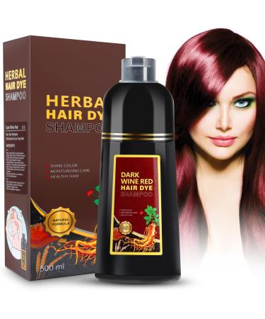 Hair Dye Shampoo 3 in 1 Herbal Shampoo Hair Dye for Women Men Grey Coverage Shampoo 16.9fl oz (Dark Burgundy)