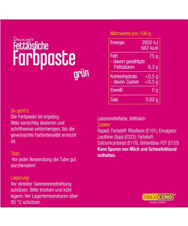 Decocino Green Fat-Soluble Color Paste - 15g | Oil-Based Food Coloring for Chocolate Fondant & Cake Batter - Buy Online on GoSupps.com