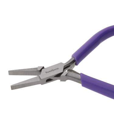 The Beadsmith Flat Nose Pliers   4.5 inches (114mm)   Purple Vinyl Grip Handle with Double Leaf Springs   Jewelry Making Tool for Creating Bracelets  Earrings and Necklaces