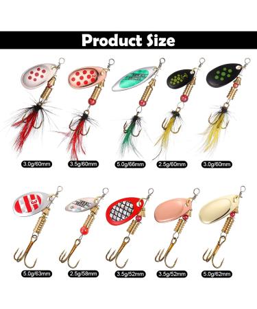 Huiguli Spinner Blinker Set - 10 Lifelike Fishing Baits with Triplet Hooks for Trout Perch Salmon Pike & Walleye - Premium Spinner Bait - Buy Online on GoSupps.com