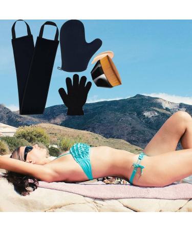 4-Pack Self Tanning Mitt Set with Face Tanning Brush and Back Applicator - Self Tanner Lotion and Exfoliating Glove Included - Buy Online on GoSupps.com