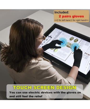 2 Pairs Full Finger Copper Arthritis Compression Gloves with Touchscreen for Carpal Tunnel Hand Pain Rheumatoid Arthritis Osteoarthritis Tendonitis Joint Swelling Fit Women Men (M) Medium Black - Buy Online on GoSupps.com