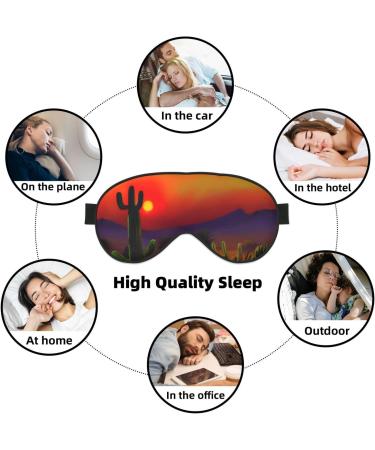 Shop Sunset Cactus Desert Print Sleep Eye Mask - Light Blocking & Adjustable for Deep Rest - Unisex Adult Design - Buy Online on GoSupps.com