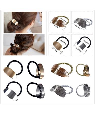 XHBTS 12 Pack Metal Leaf Hair Bands - Elastic Hair Ties & Cuffs in Gold and Silver | International Shipping - Buy Online on GoSupps.com