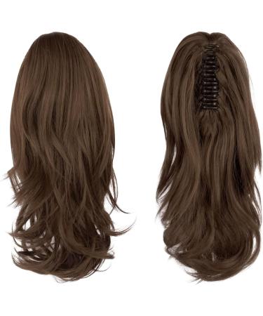 Sofeiyan 13 Long Curly Ponytail Extension | Medium Chestnut Brown Synthetic Hairpiece for Women - Buy Online on GoSupps.com
