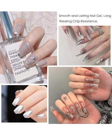 Metallic Painting Gel Holographic Nail Polish - Reflective Mirror Metal for Nails Art Silver Painted Gel Nail Polish - Buy Online on GoSupps.com