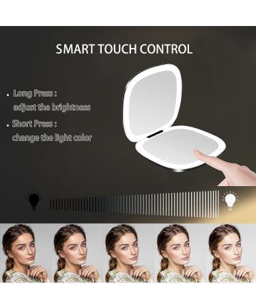 ZsandB Compact Mirror: Lighted Travel Makeup Mirror 1X/10X Magnification, Dual-Side Dimmable, USB Rechargeable - Portable 3.5'' Pocket Mirror in Black - Buy Online on GoSupps.com