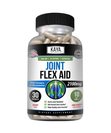 Kaya Naturals Mobility Flex Aid - Mobility Support Supplement for Men and Women - Turmeric Capsules with Glucosamine Sulfate - for Knee Support and Mobility Health - 30 Count 30 Count (Pack of 1)