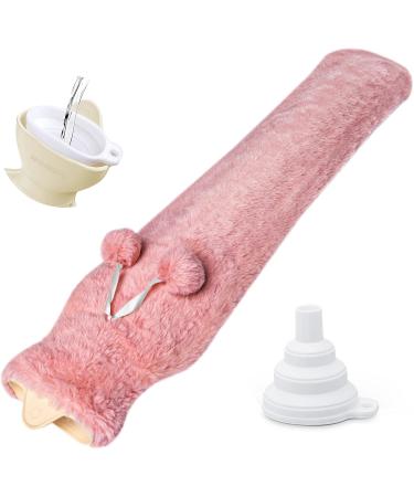 HomeWit Vintage Pink Heat Bottle with Soft Cover - Long 2L Hot Water Bottle for Waist Shoulder & Neck - 73x13cm | Ideal for Pain Relief & Comfort - Buy Online on GoSupps.com