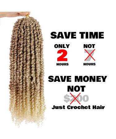 5 Packs 22 Inch Ombre Blonde Pretwisted Passion Twist Crochet Hair - T27/613 | Long Pre-Looped Bohemian Curly Braiding Extensions - 115g/15strands/pack - Buy Online on GoSupps.com