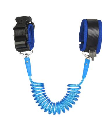Roeoi Anti Lost Wrist Link Safety Wrist Link with Key Lock for Toddlers, Babies & Kids, Safety Harnesses & Leashes (Blue / 1.5m) 59 Inch (Pack of 1) Blue