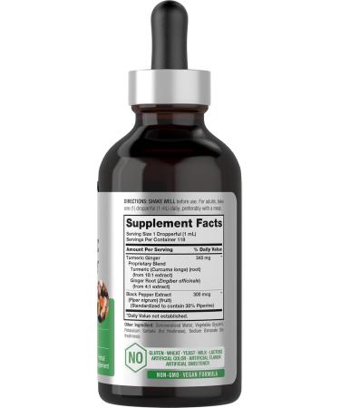 Horbaach Turmeric and Ginger Supplement Drops | 4 fl oz | with Black Pepper Extract | Herbal Liquid Tincture | Vegan Non-GMO & Gluten Free - Buy Online on GoSupps.com