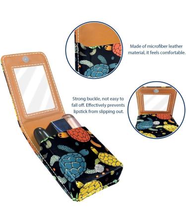 Travel Lipstick Organizer Case - Portable Makeup Bag with Mirror | Ethnic Sea Turtle Design - Buy Online on GoSupps.com