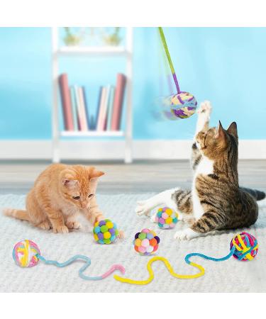 Cat Toys Ball Woolen Yarn Bell Fuzzy Interactive Chew Toy for Indoor Cats & Kittens - 6 Pack - Buy Online on GoSupps.com