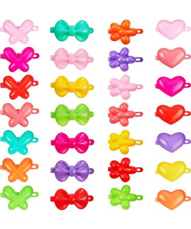 100 Pieces Girls Hair Barrettes Self Hinge Toddler Girl Barrettes Colorful Hair Clips Cartoon Design Hairpin for Girl (Bow Knot, Flower, Heart)