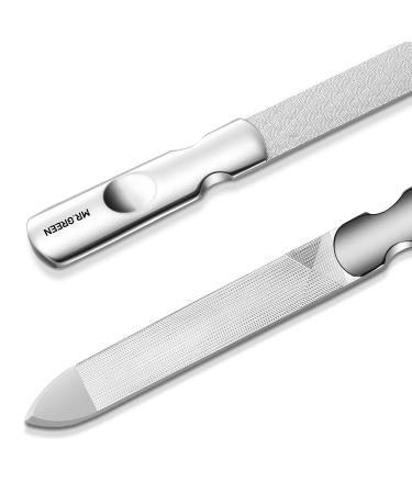 MR.GREEN Double Sided Nail Files Stainless Steel Manicure Pedicure Grooming for Professional Finger Toe Nail Care Tools (Short)