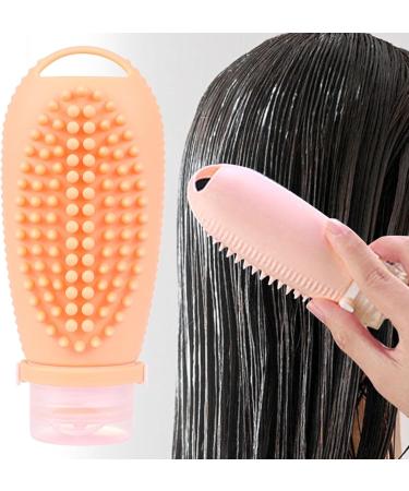 Perfeclan Hair Shampoo Brush & Travel Bottle - Compact Hair Wash Brush for Kids & Adults | 100ml Orange - Buy Online on GoSupps.com