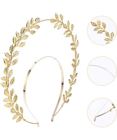 Elegant Golden Leaf Design Bridal Headband Tiara Crown Hair Hoop for Weddings - Buy Online on GoSupps.com