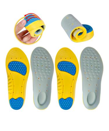 Sports Insoles Relieve Plantar Fasciitis Heel Spurs & Foot Pain Shock Absorption Breathable Shoe Inserts Memory Foam Insoles for Men & Women (2pairs-M: Men s 5.5-8 / Women s 6-8.5)