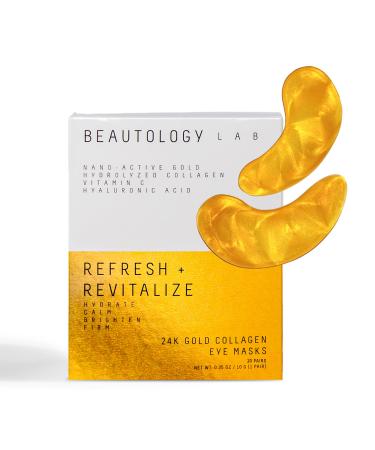 Brightening Gold Collagen Eye Masks, Natural, Non-Toxic Dark Circles and Puffy Eyes Treatment, Skin Firming and Anti-Aging Under Eye Patches, Hydrates and Reduces Wrinkles, 10 Pairs - BEAUTOLOGY LAB