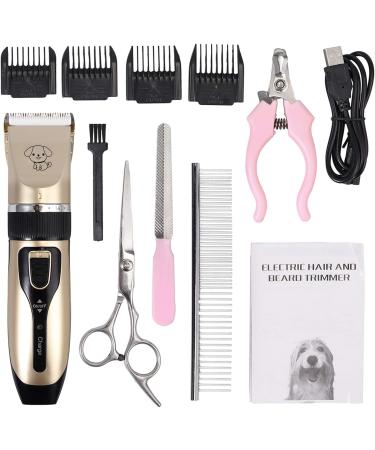 eSynic Pet Dog Clipper Grooming Trimmer Professional Animal Electric Hair Cutter Shaver Kit with 4 Combs Titanium Fixed Knife Prevent Skin Allergies Low Noise Gold and Black - Buy Online on GoSupps.com