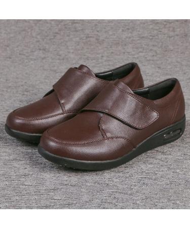 Unisex Adjustable Closure Edema Sneakers in Brown - Comfortable Diabetic Shoes for Women & Men with Wide Width - Indoor Breathable Slippers with Anti-Slip Sole - Buy Online on GoSupps.com