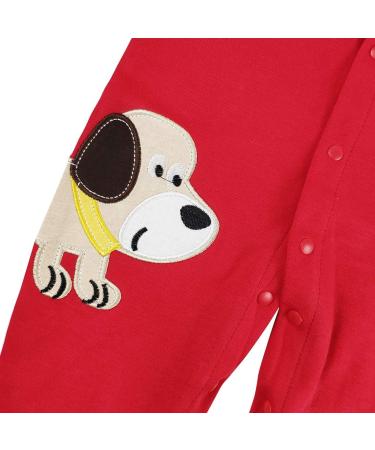 JiAmy Newborn Baby Romper Cotton Footie Long Sleeve Sleepsuit Pajamas Dog 0-3 Months - Buy Online on GoSupps.com