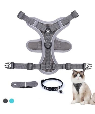 Fineasy cat dishes with a leash outbreak -safe and cat neck adjustable cat leash with dishes dishes cat harness software for cat kitten dogs breastware (gray s) s