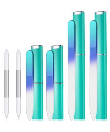 6 Pieces Glass Cuticle Pusher Nail File Set Imitated Crystal Nail Files Double Sided Glass Files with Case and Glass Cuticle Trimmer Remove Stick Manicure Tool for Nail Care (Green) - Buy Online on GoSupps.com