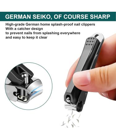 Stainless Steel Professional Nail Clippers Set for Men/Women with Catcher - Lermende Manicure/Pedicure Kit in Travel Case - Buy Online on GoSupps.com