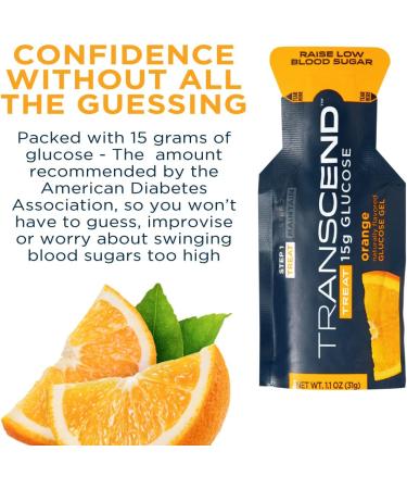 Transcend Glucose Gel Packs - Orange - 15 Pack (1.1oz Each) - FSA/HSA Eligible - Made in USA - Blood Sugar Support for Diabetics - Buy Online on GoSupps.com