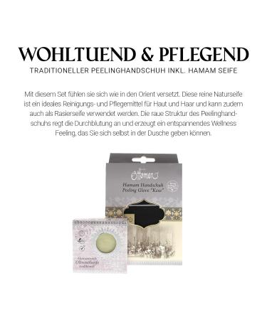 OUDIEN Traditional Peeling Glove & Hamam Soap 200g | Kese Hamam Glove for Soft Smooth Skin - Shop Internationally! - Buy Online on GoSupps.com