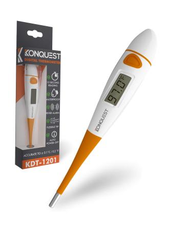 Konquest KDT-1201 Best Digital Medical Thermometer, Highly Accurate and Fast, Easy to Use, 10 Second Reading. Detect Fever Quickly - Oral Armpit and Rectal Thermometer for Babies Children and Adults