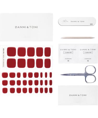 Danni & Toni Half Hardened Gel Nail Films - Red Monochrome Glossy Gel Nail Stickers | 37 Pedicure Wraps for Stunning Toenails | International Shipping - Buy Online on GoSupps.com