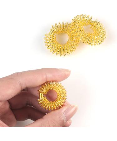 Magnetic Acupressure Balls & Hedgehog Massage Rings Set - Stress Relief & Relaxation | 2 Pcs Acupressure Balls & 3 Pcs Finger Massage Rings (Gold) | International Shipping - Buy Online on GoSupps.com