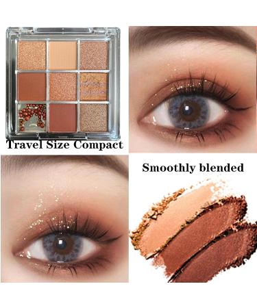 Dark Brown Eyeshadow Palette | Copper Matte Shimmer | Highly Pigmented & Waterproof | Long Lasting Korean Eye Makeup - 9 Color Glitter Palette (Brown 5) - Buy Online on GoSupps.com