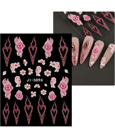 JMEOWIO 6 Sheets 3D Embossed Flower Butterfly Nail Art Stickers Decals Self-Adhesive 5D Spring White Floral Nail Supplies Nail Art Design Decoration Accessories - Buy Online on GoSupps.com