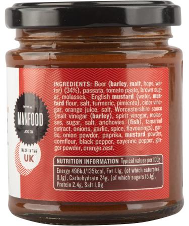 Manfood Beer Barbecue Sauce (190g) | Tangy and Glossy Sauce | Ideal as a Marinade or for Brushing on to Your Choice of Meat Tofu or Fish | No Artificial Colours or Flavourings | Made in the UK - Buy Online on GoSupps.com